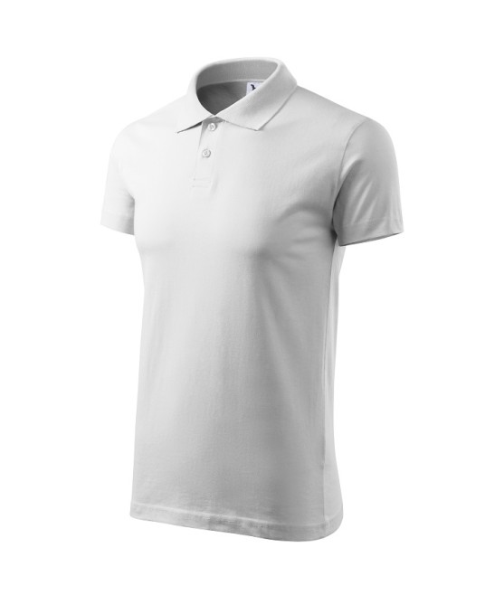 Tricou polo barbati, bumbac 180g/m2, Malfini Single J. 202, Alb