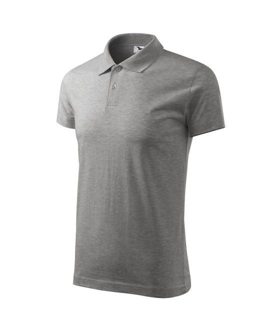 Tricou polo barbati, bumbac 180g/m2, Malfini Single J. 202, Gri inchis