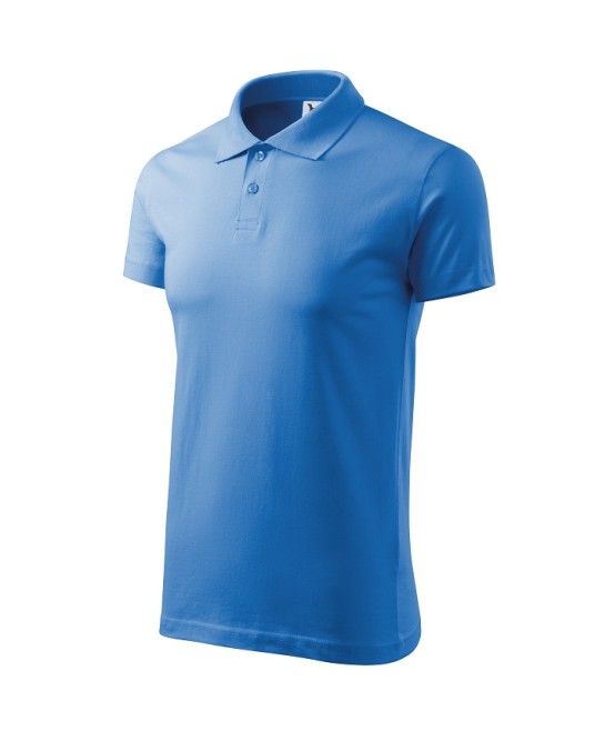 Tricou polo barbati, bumbac 180g/m2, Malfini Single J. 202, Albastru azuriu
