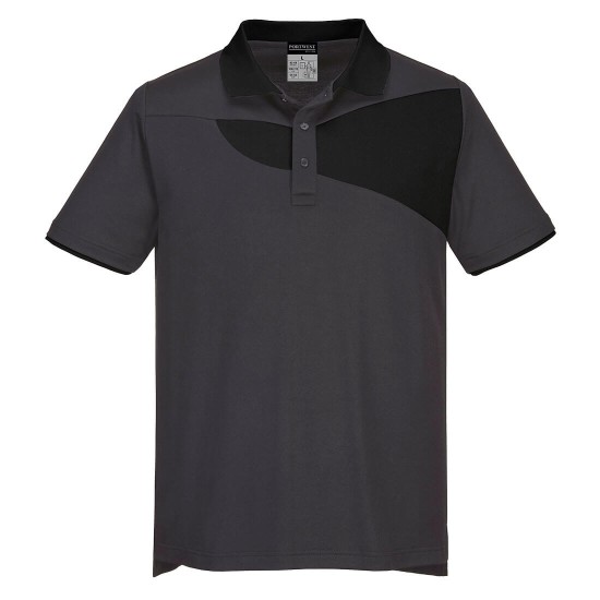 Tricou polo corporate PW2, 144g/m2, Gri/Negru Tricou polo corporate PW2, 144g/m2, Gri/Negru