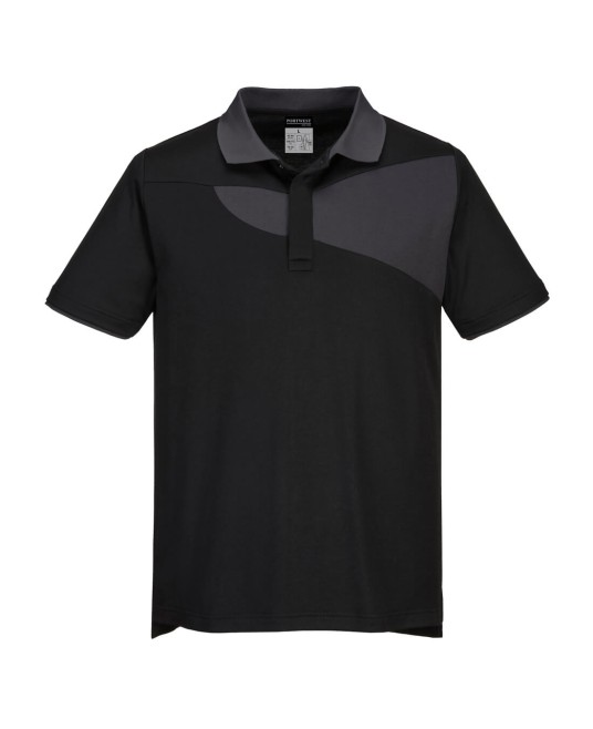 Tricou polo corporate PW2, 144g/m2, Negru/Gri