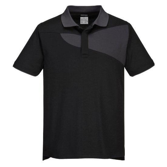 Tricou polo corporate PW2, 144g/m2, Negru/Gri