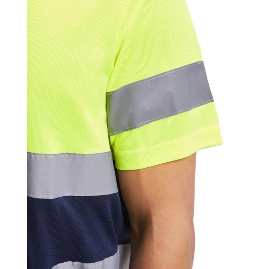 Tricou reflectorizant cu maneca scurta, 130g/mp Galben si bleumarin Tricou reflectorizant cu maneca scurta, 130g/mp Galben si bleumarin
