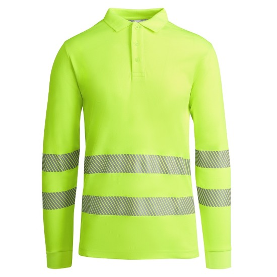 Tricou polo Hi-Vis maneca lunga, continut ridicat din bumbac, 170 g/mp, Galben