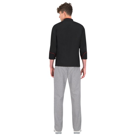 Tunica bucatar unisex, 200g/m2, negru cu rosu Tunica bucatar unisex, 200g/m2, negru cu rosu
