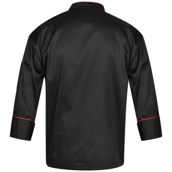 Tunica bucatar unisex, 200g/m2, negru cu rosu Tunica bucatar unisex, 200g/m2, negru cu rosu