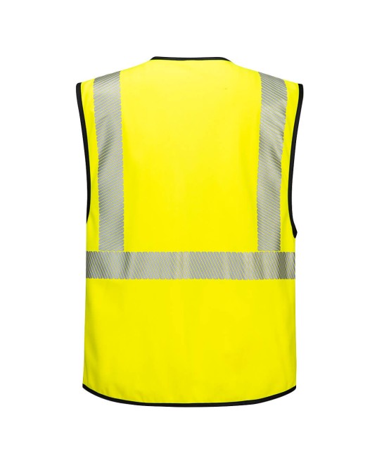 Vesta reflectorizanta premium galben/negru cu benzi segmentate