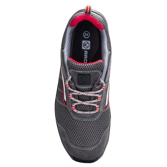 Pantofi respirabil S1P, HRO, bombeu compozit si lamela kevlar - gri cu roz Pantofi respirabil S1P, HRO, bombeu compozit si lamela kevlar - gri cu roz