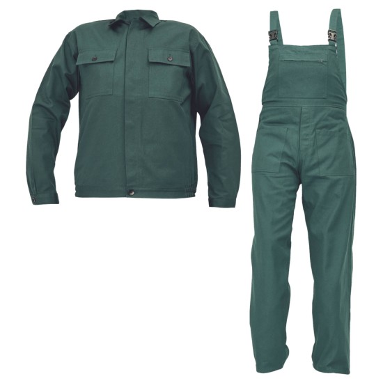 Costum de lucru (salopeta cu pieptar + jacheta), bumbac 240g/m2 Verde Costum de lucru (salopeta cu pieptar + jacheta), bumbac 240g/m2 Verde