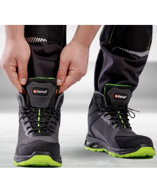 Bocanci de protectie S3S SR, bombeu fibre de sticla si lamela antiperforatie Kevlar, Negru-verde Bocanci de protectie S3S SR, bombeu fibre de sticla si lamela antiperforatie Kevlar, Negru-verde