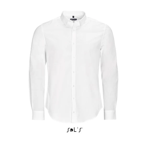 Camasa barbati cu maneca lunga, model slim fit si guler apretat, 120 g/mp, Alb Camasa barbati cu maneca lunga, model slim fit si guler apretat, 120 g/mp, Alb