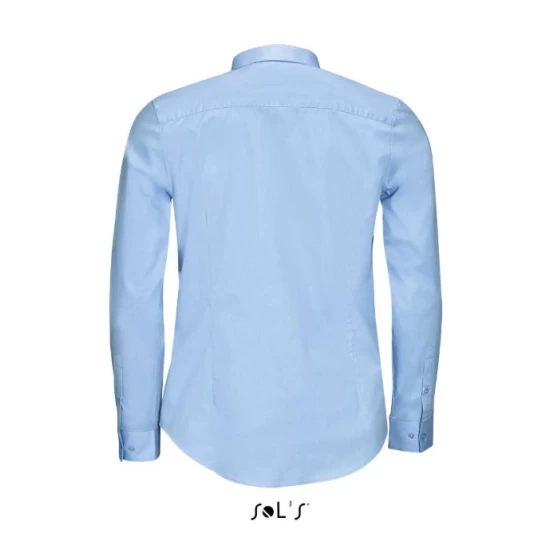 Camasa barbati cu maneca lunga, model slim fit si guler apretat, 120 g/mp, Albastru deschis Camasa barbati cu maneca lunga, model slim fit si guler apretat, 120 g/mp, Albastru deschis