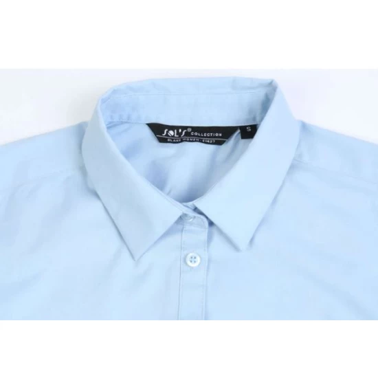 Camasa femei cu maneca lunga, model slim fit si guler apretat, Albastru deschis Camasa femei cu maneca lunga, model slim fit si guler apretat, Albastru deschis