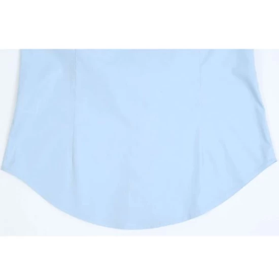 Camasa femei cu maneca lunga, model slim fit si guler apretat, Albastru deschis Camasa femei cu maneca lunga, model slim fit si guler apretat, Albastru deschis