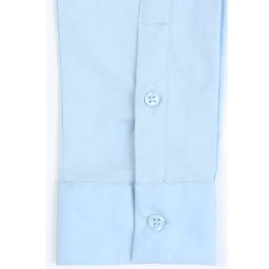 Camasa femei cu maneca lunga, model slim fit si guler apretat, Albastru deschis Camasa femei cu maneca lunga, model slim fit si guler apretat, Albastru deschis