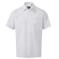 Camasa cu maneca scurta de barbati, croi ajustat, 105 g/mp, Alb