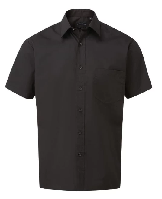 Camasa cu maneca scurta de barbati, croi ajustat, 105 g/mp, Negru Camasa cu maneca scurta de barbati, croi ajustat, 105 g/mp, Negru