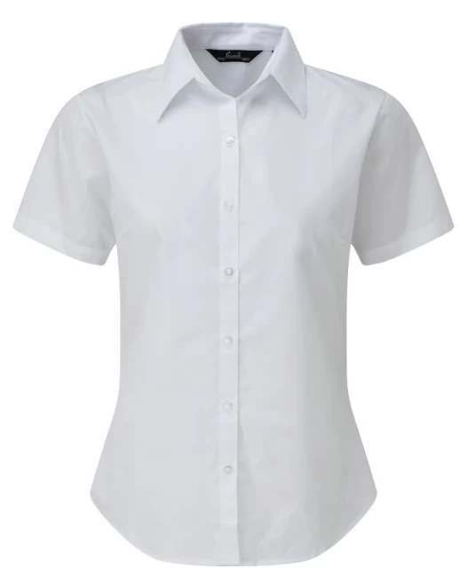 Camasa cu maneca scurta de femei, slim fit, 105 g/mp, Alb Camasa cu maneca scurta de femei, slim fit, 105 g/mp, Alb