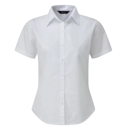 Camasa cu maneca scurta de femei, slim fit, 105 g/mp, Alb Camasa cu maneca scurta de femei, slim fit, 105 g/mp, Alb
