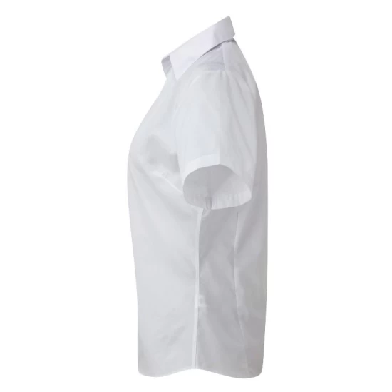 Camasa cu maneca scurta de femei, slim fit, 105 g/mp, Alb Camasa cu maneca scurta de femei, slim fit, 105 g/mp, Alb