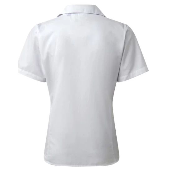 Camasa cu maneca scurta de femei, slim fit, 105 g/mp, Alb Camasa cu maneca scurta de femei, slim fit, 105 g/mp, Alb