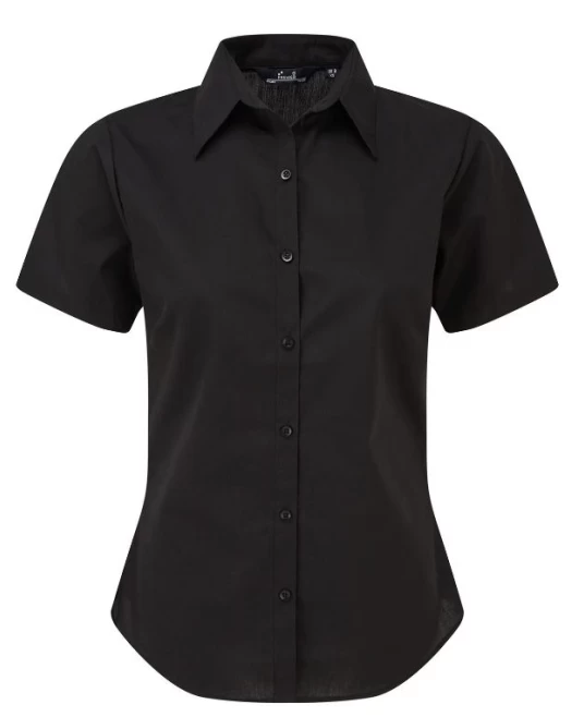 Camasa cu maneca scurta de femei, slim fit, 105 g/mp, Negru Camasa cu maneca scurta de femei, slim fit, 105 g/mp, Negru