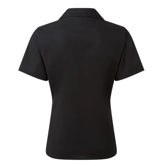 Camasa cu maneca scurta de femei, slim fit, 105 g/mp, Negru Camasa cu maneca scurta de femei, slim fit, 105 g/mp, Negru