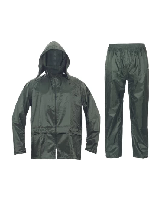 Costum de ploaie compus din pantaloni si jacheta, verde