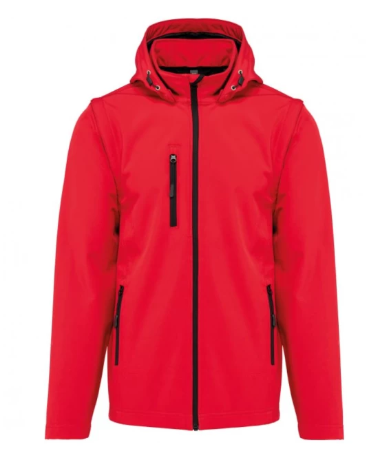 Softshell cu maneci detasabile si gluga, Rosu Softshell cu maneci detasabile si gluga, Rosu