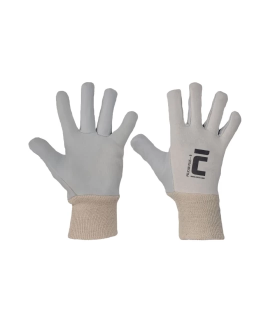 Manusi din piele de oaie in palme, manseta tricotata