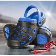 Saboti PVC, talpa antialunecare, negru-albastru