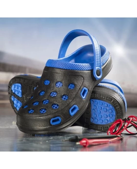 Saboti PVC, talpa antialunecare, negru-albastru