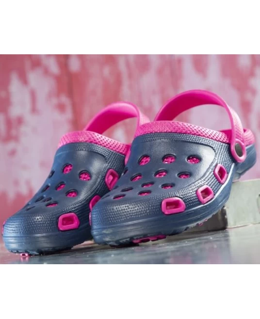 Saboti PVC, talpa antialunecare, gri-roz Saboti PVC, talpa antialunecare, gri-roz