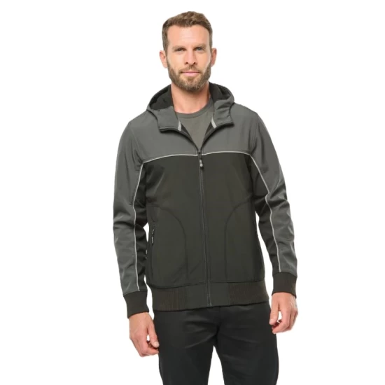 Softshell unisex bicolor, cu gluga, Bleumarin-albastru regal Softshell unisex bicolor, cu gluga, Bleumarin-albastru regal