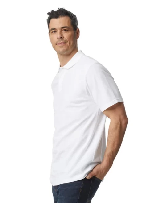 Tricou polo bumbac, Gildan 177g/m2, Alb
