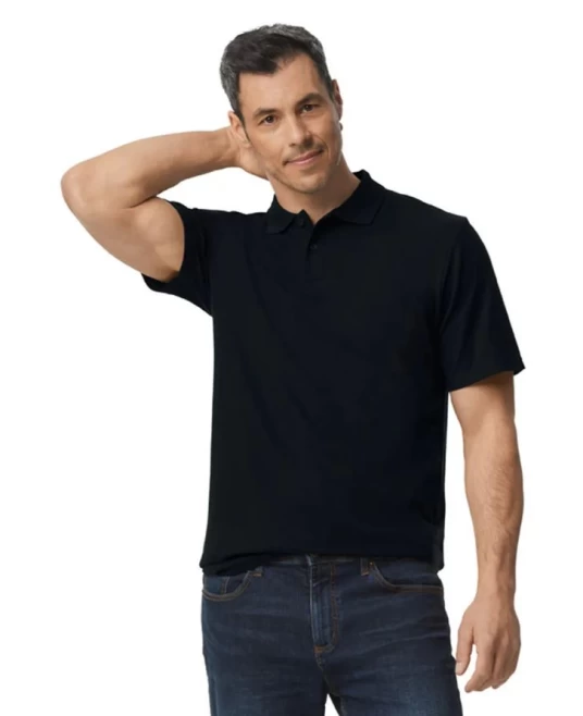 Tricou polo bumbac, Gildan 177g/m2, Negru Tricou polo bumbac, Gildan 177g/m2, Negru