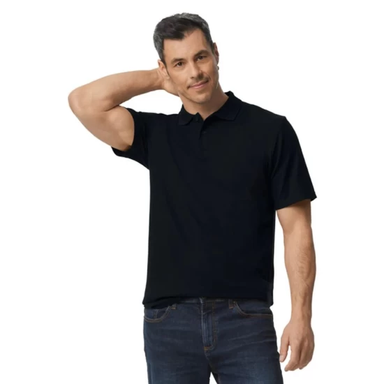 Tricou polo bumbac, Gildan 177g/m2, Negru Tricou polo bumbac, Gildan 177g/m2, Negru