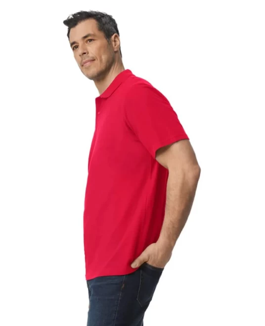 Tricou polo bumbac, Gildan 177g/m2, Rosu