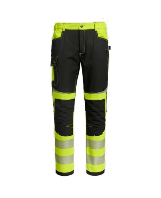 Pantaloni softshell HiVis hidrofug, galben-negru