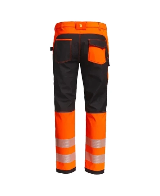 Pantaloni softshell HiVis hidrofug, portocaliu-negru