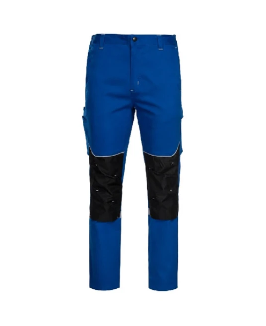 Pantaloni de lucru stretch bumbac si elastan, 270g/m2, albastru-negru