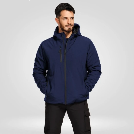 Jacheta softshell de iarna cu gluga, bleumarin