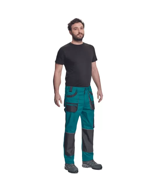 Pantaloni de lucru Carl, tercot 235g/mp, verde / negru Pantaloni de lucru Carl, tercot 235g/mp, verde / negru