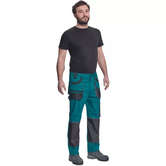 Pantaloni de lucru Carl, tercot 235g/mp, verde / negru Pantaloni de lucru Carl, tercot 235g/mp, verde / negru