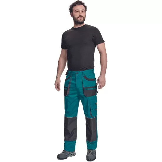 Pantaloni de lucru Carl, tercot 235g/mp, verde / negru Pantaloni de lucru Carl, tercot 235g/mp, verde / negru