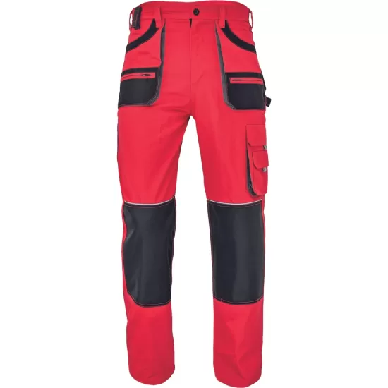 Pantaloni de lucru Carl, tercot 235g/mp, rosu / negru Pantaloni de lucru Carl, tercot 235g/mp, rosu / negru
