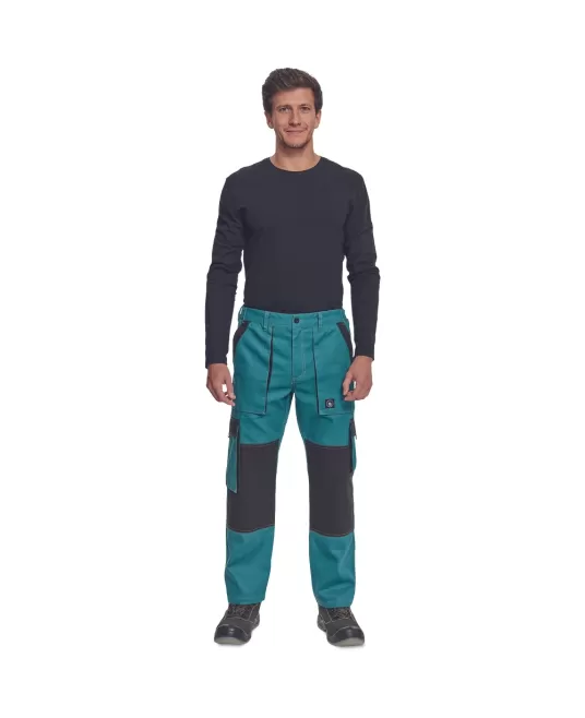 Pantaloni de lucru vara Max, bumbac 200g/mp, albastru petrol / negru Pantaloni de lucru vara Max, bumbac 200g/mp, albastru petrol / negru
