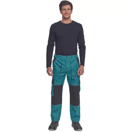Pantaloni de lucru vara Max, bumbac 200g/mp, albastru petrol / negru Pantaloni de lucru vara Max, bumbac 200g/mp, albastru petrol / negru
