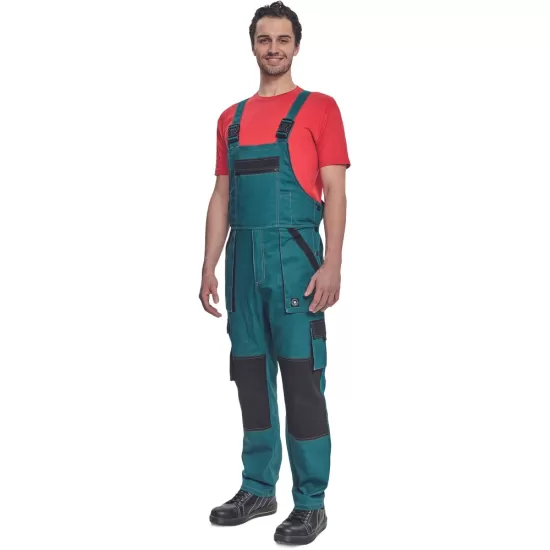 Salopeta de lucru vara Max, bumbac 200g/mp, verde negru Salopeta de lucru vara Max, bumbac 200g/mp, verde negru