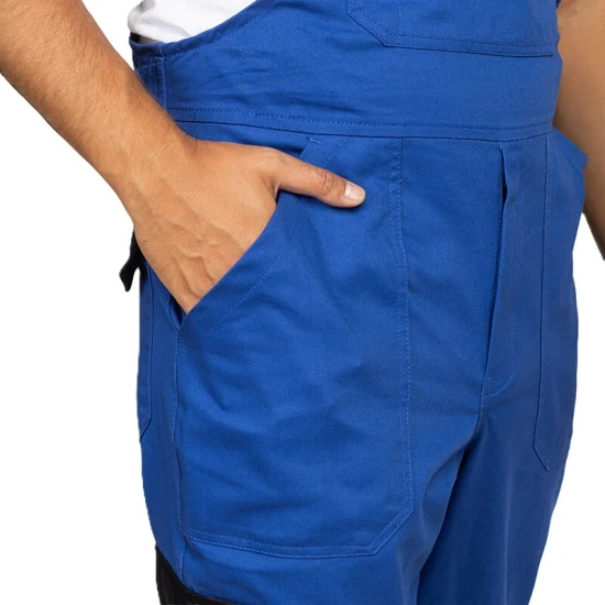 Salopeta cu pieptar Ares bumbac, 240g/m2, verde cu negru